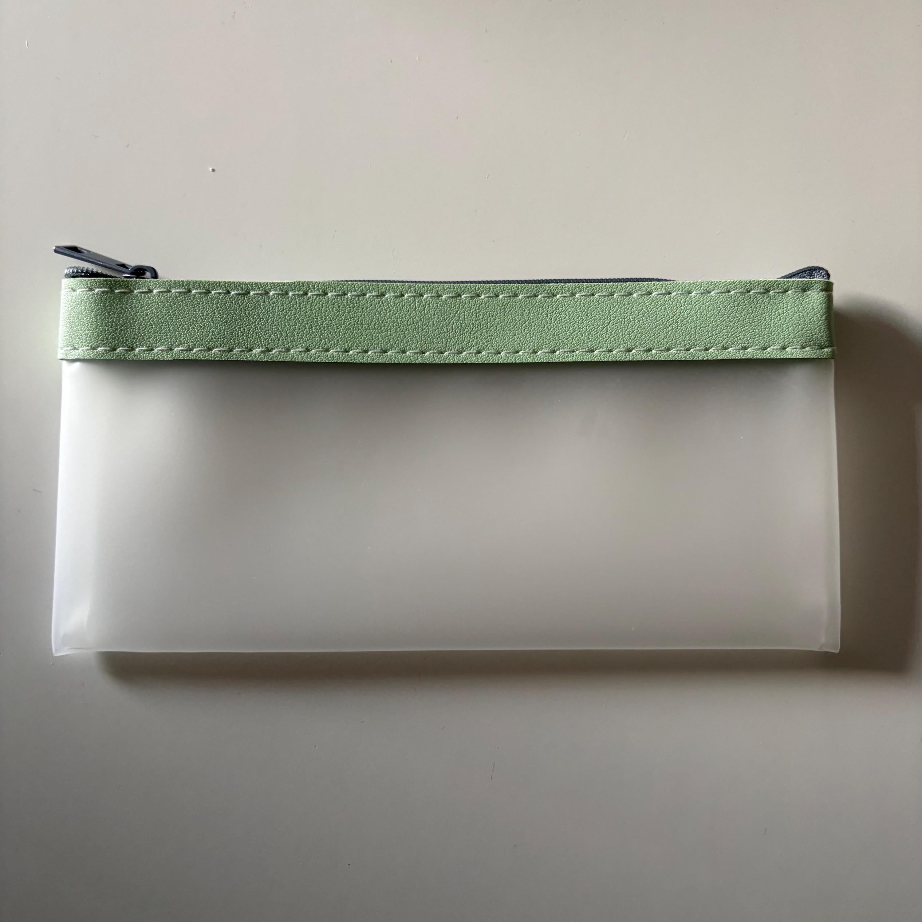 Sage Green Pencil Case - Frosted Transparent