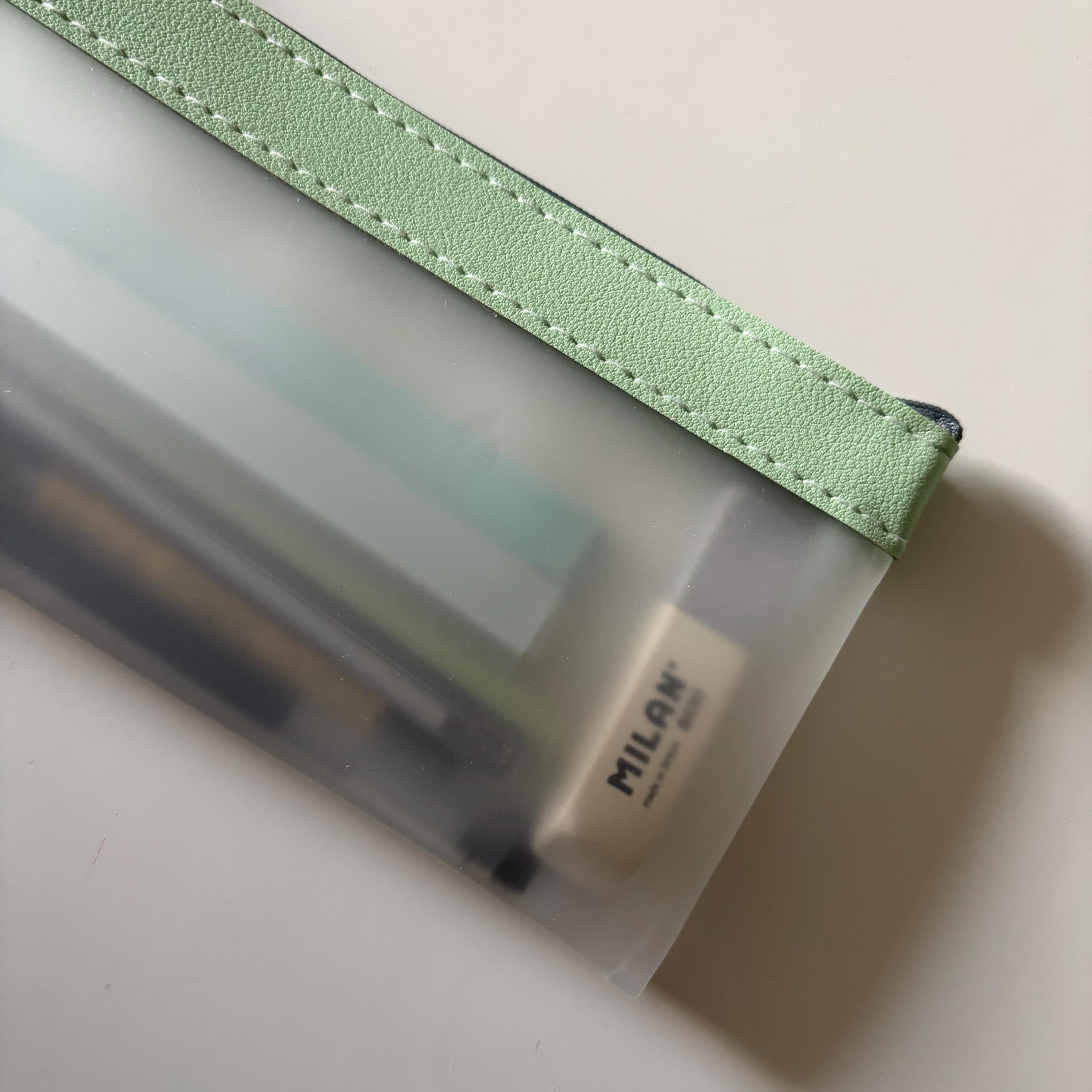Sage Green Pencil Case - Frosted Transparent