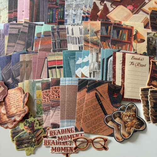 100pcs Brown Academia Reading Ephemera