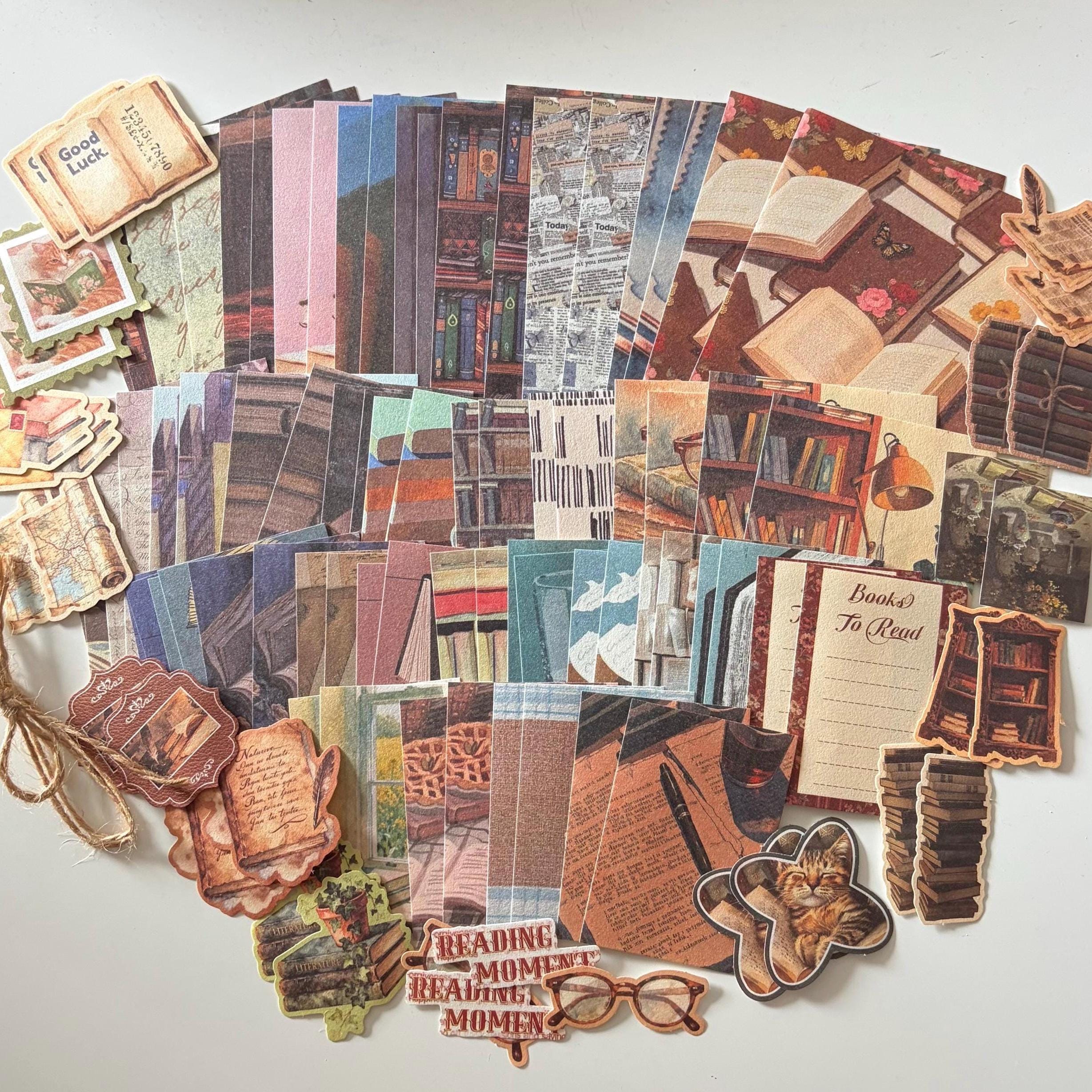 100pcs Brown Academia Reading Ephemera