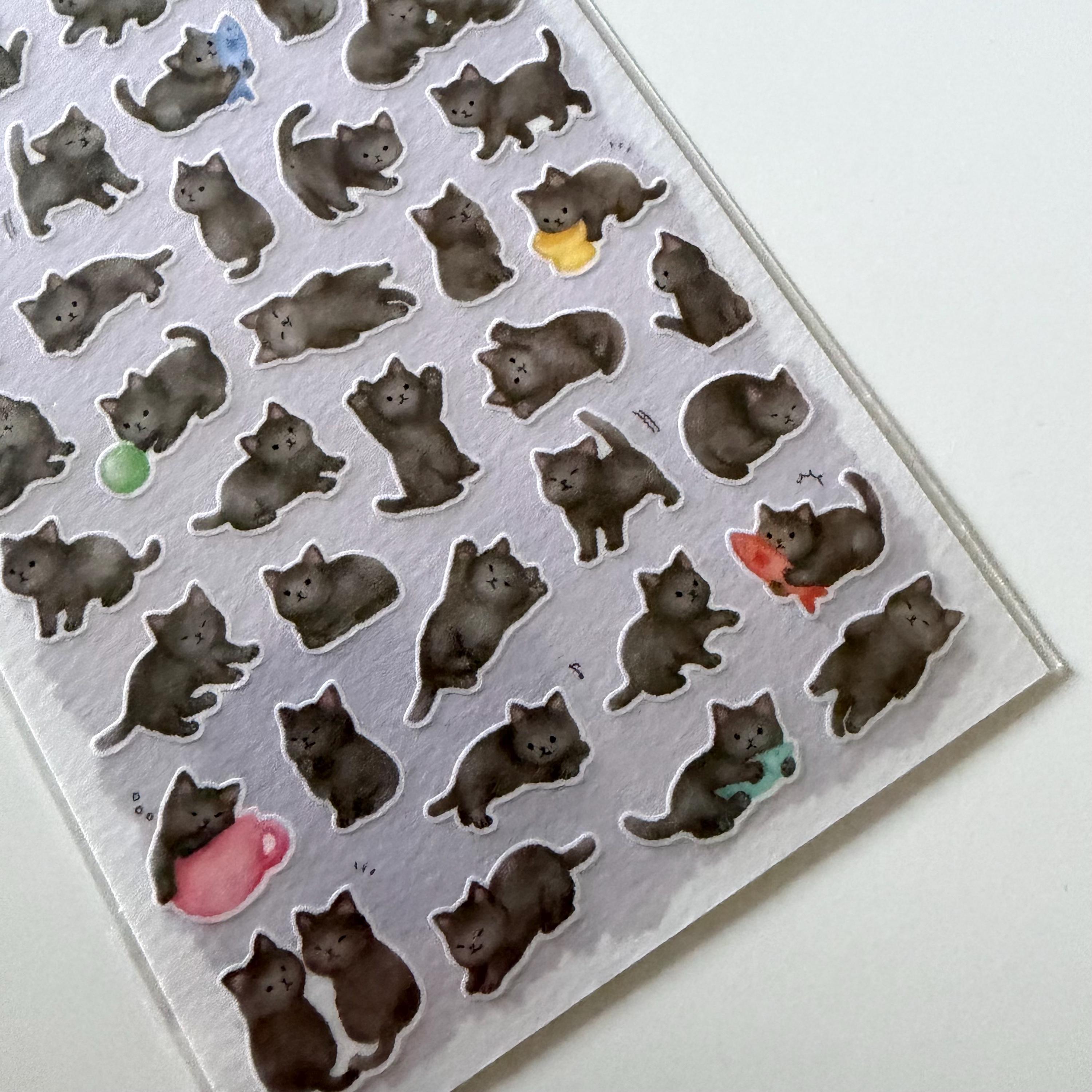 Black Cat Mame Mame Sticker Sheet | MINDWAVE Japan