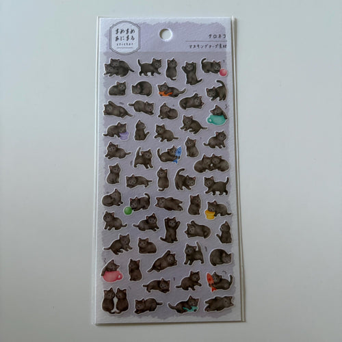 Black Cat Mame Mame Sticker Sheet | MINDWAVE Japan