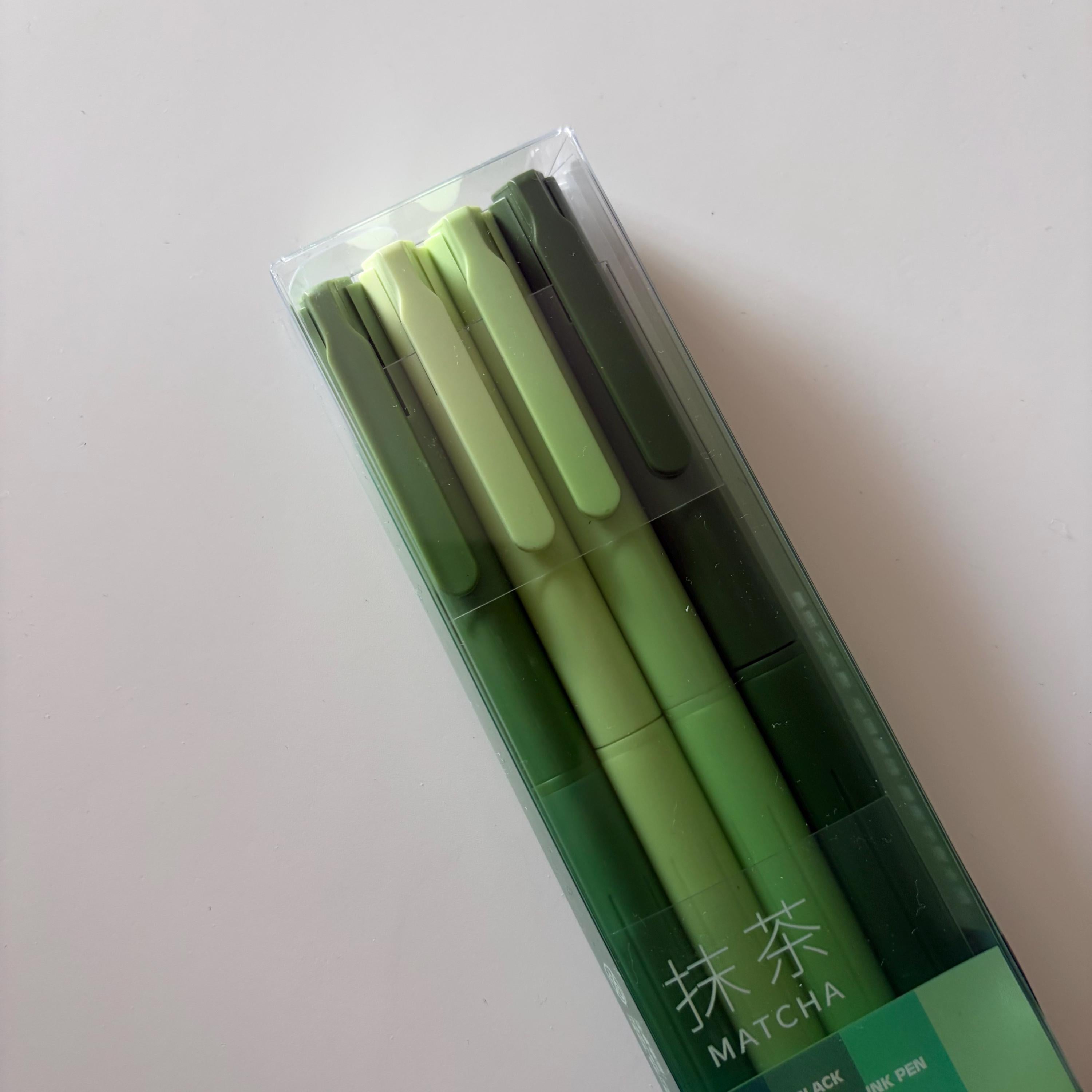 Set of 4 Matcha Green Pens Black Ink