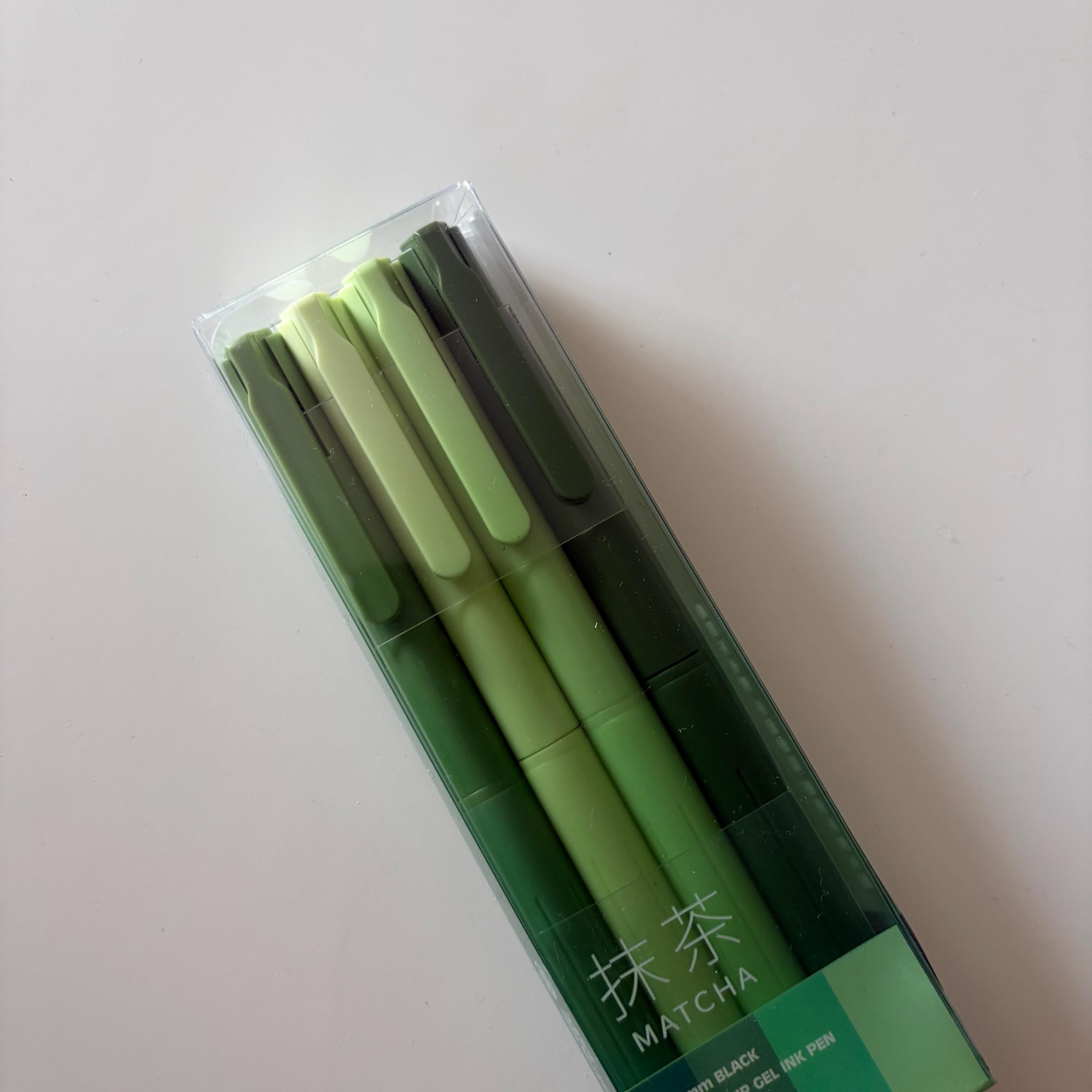Set of 4 Matcha Green Pens Black Ink