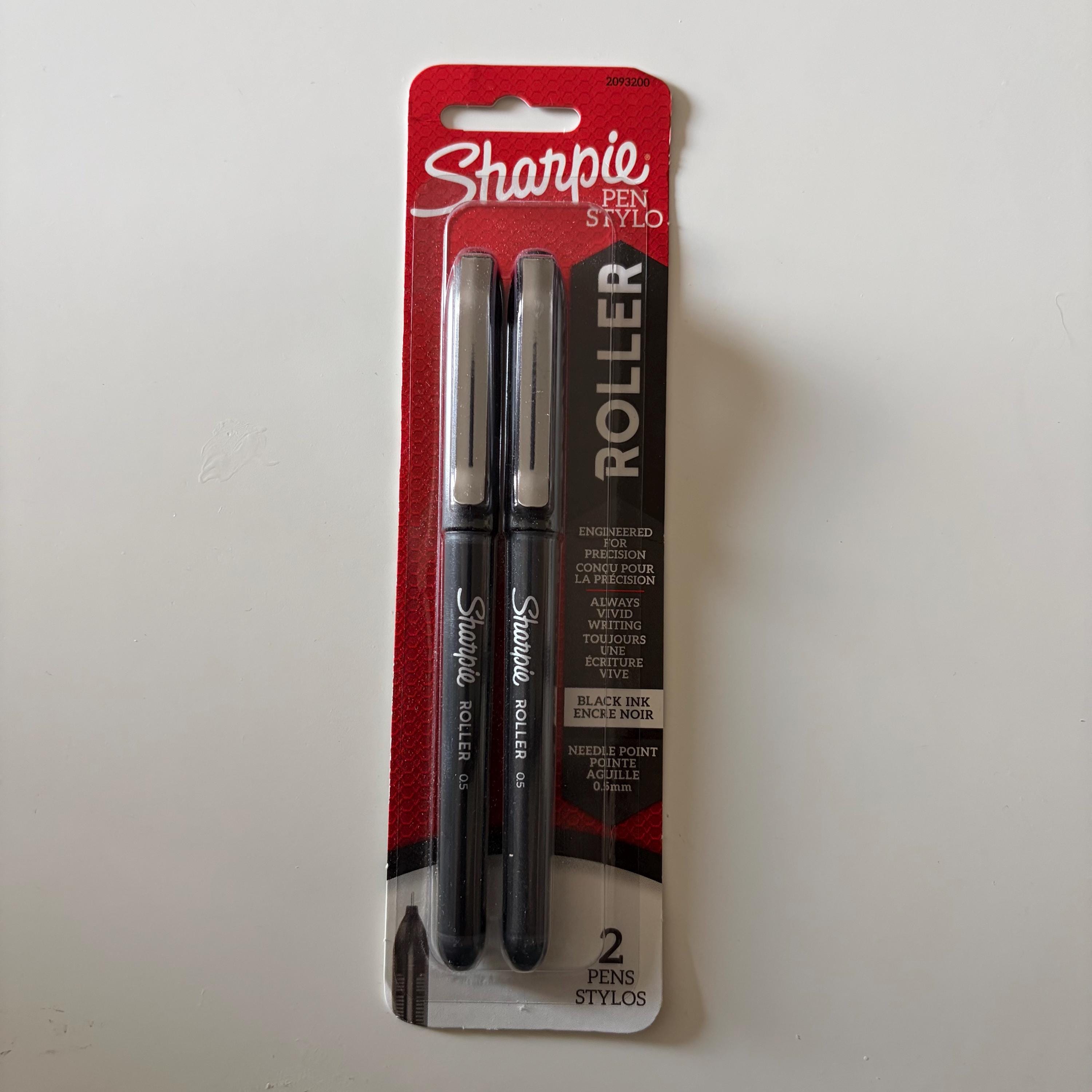 Sharpie Roller Pens 0.5mm Black Ink - 2 Pack